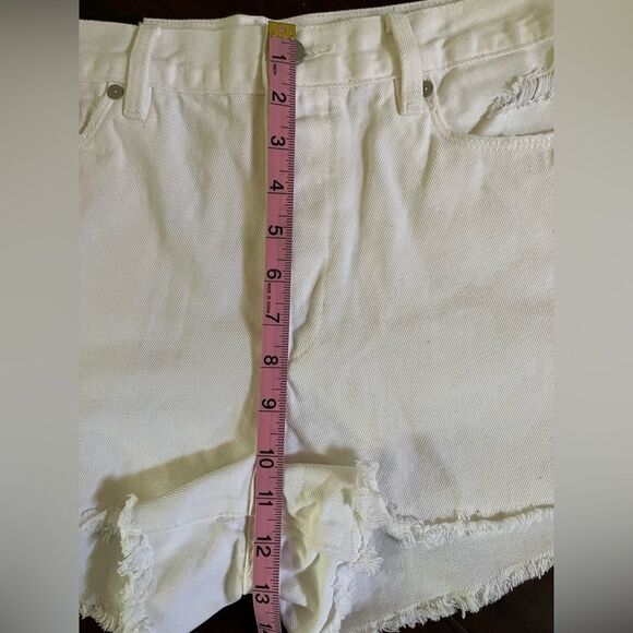 [BLANKNYC] Premium Distressed Antique White Denim Shorts Button Fly SZ 31 NWT - Picture 6 of 11